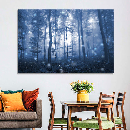 Blue Mist Forest at Twilight Wall Art