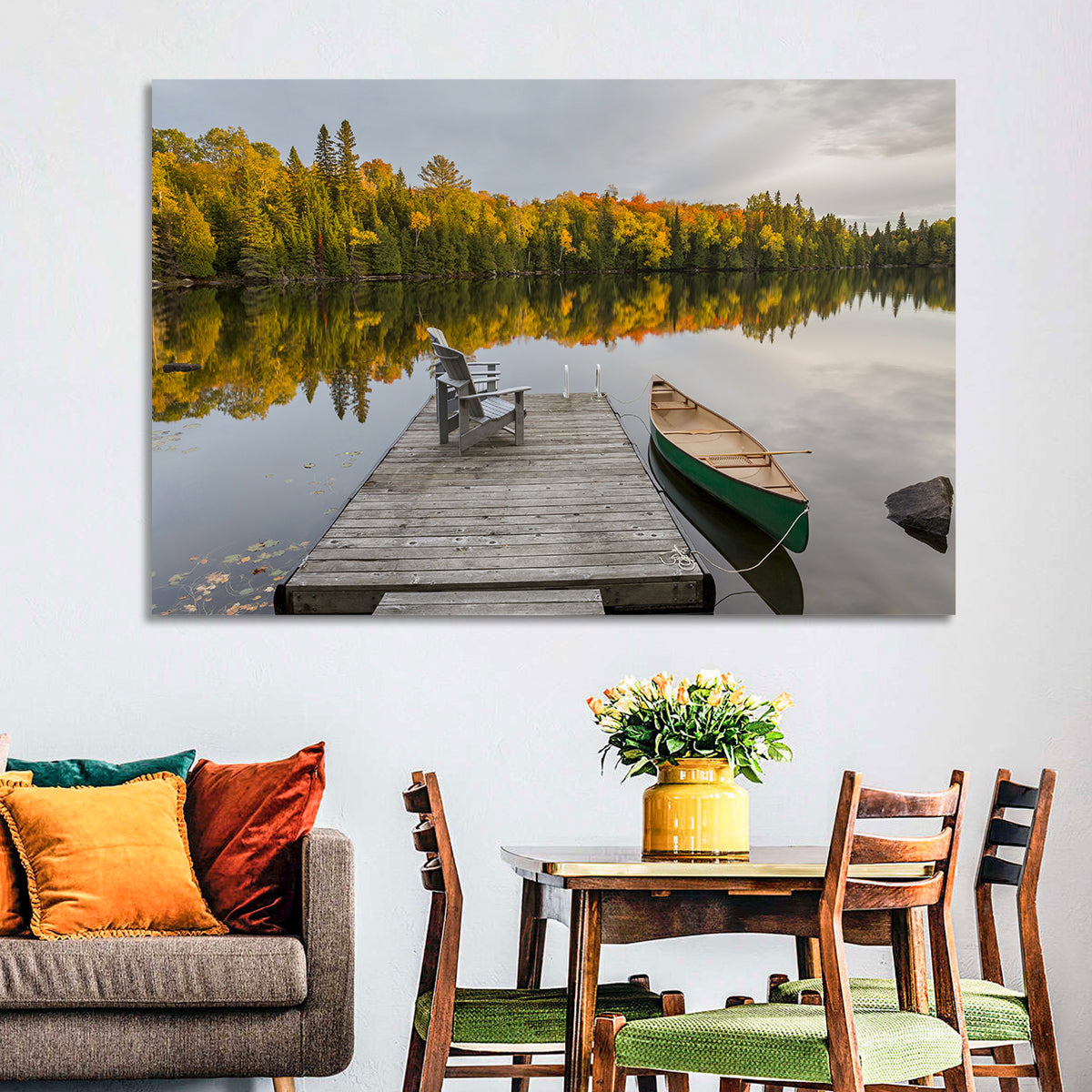 Ontario Autumn Lake Dock Wall Art