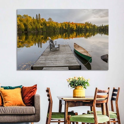 Ontario Autumn Lake Dock Wall Art
