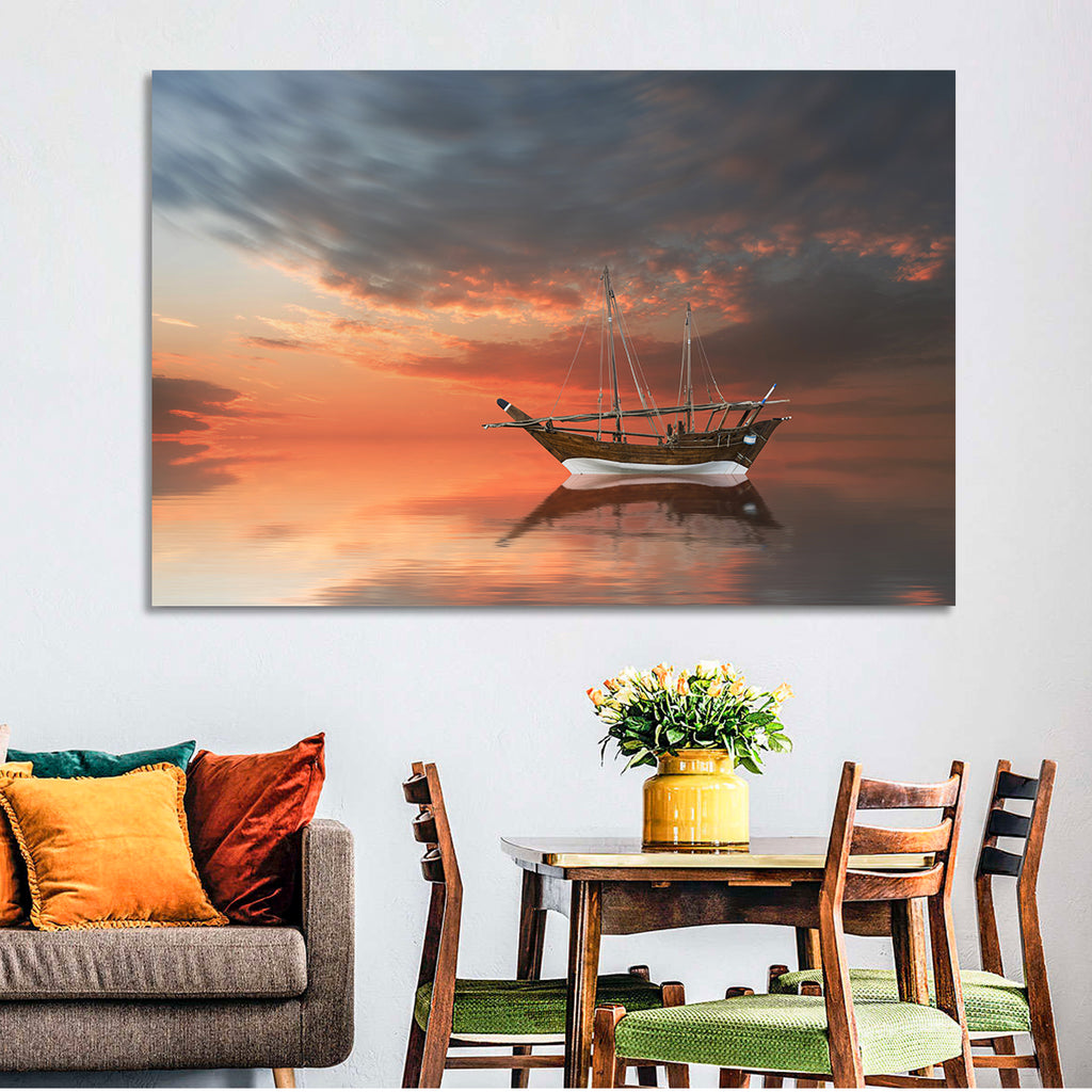 Dhow at Sunset Wall Art