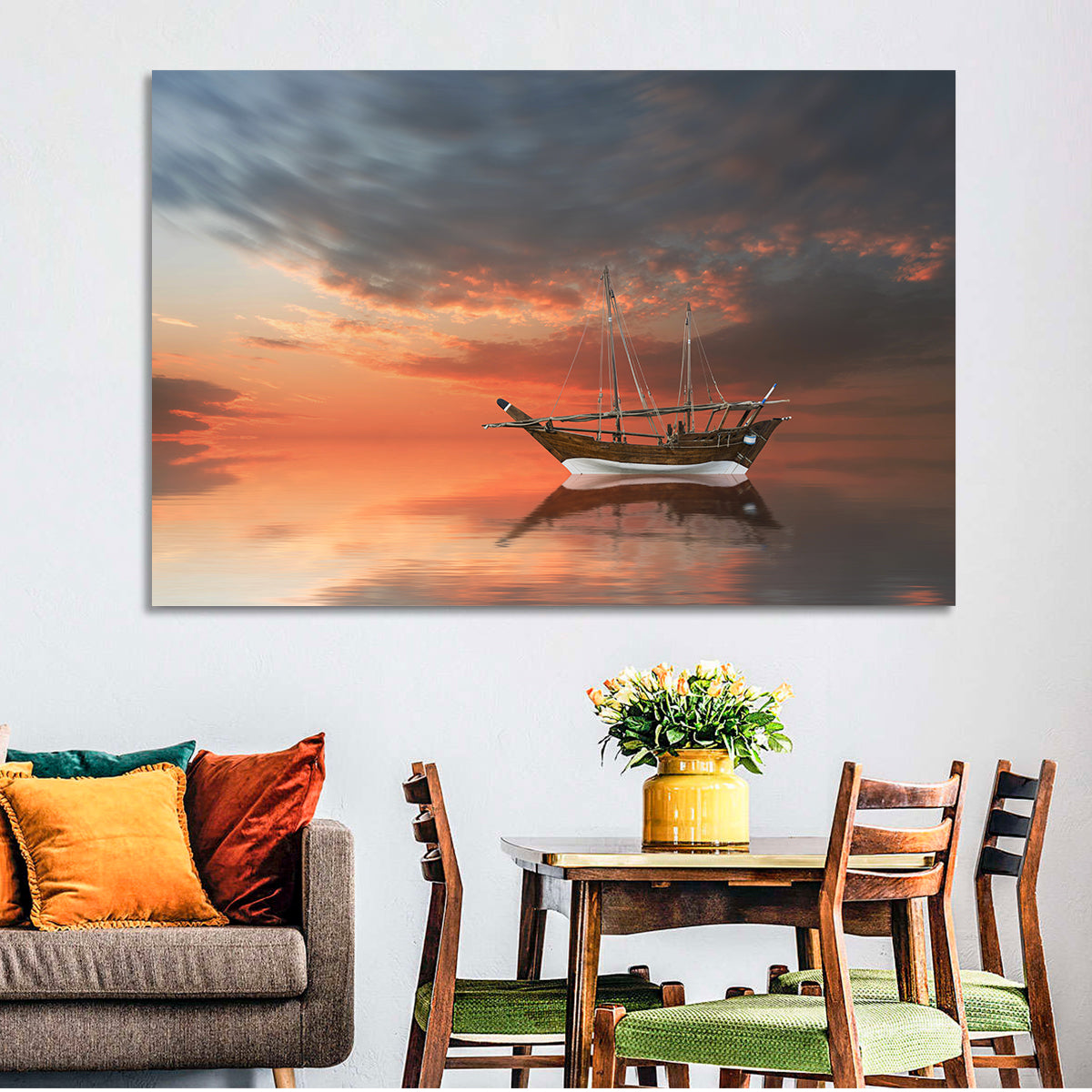 Dhow at Sunset Wall Art