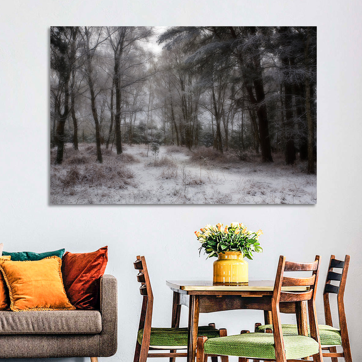 New Forest Winter Path Wall Art in a room, landscape