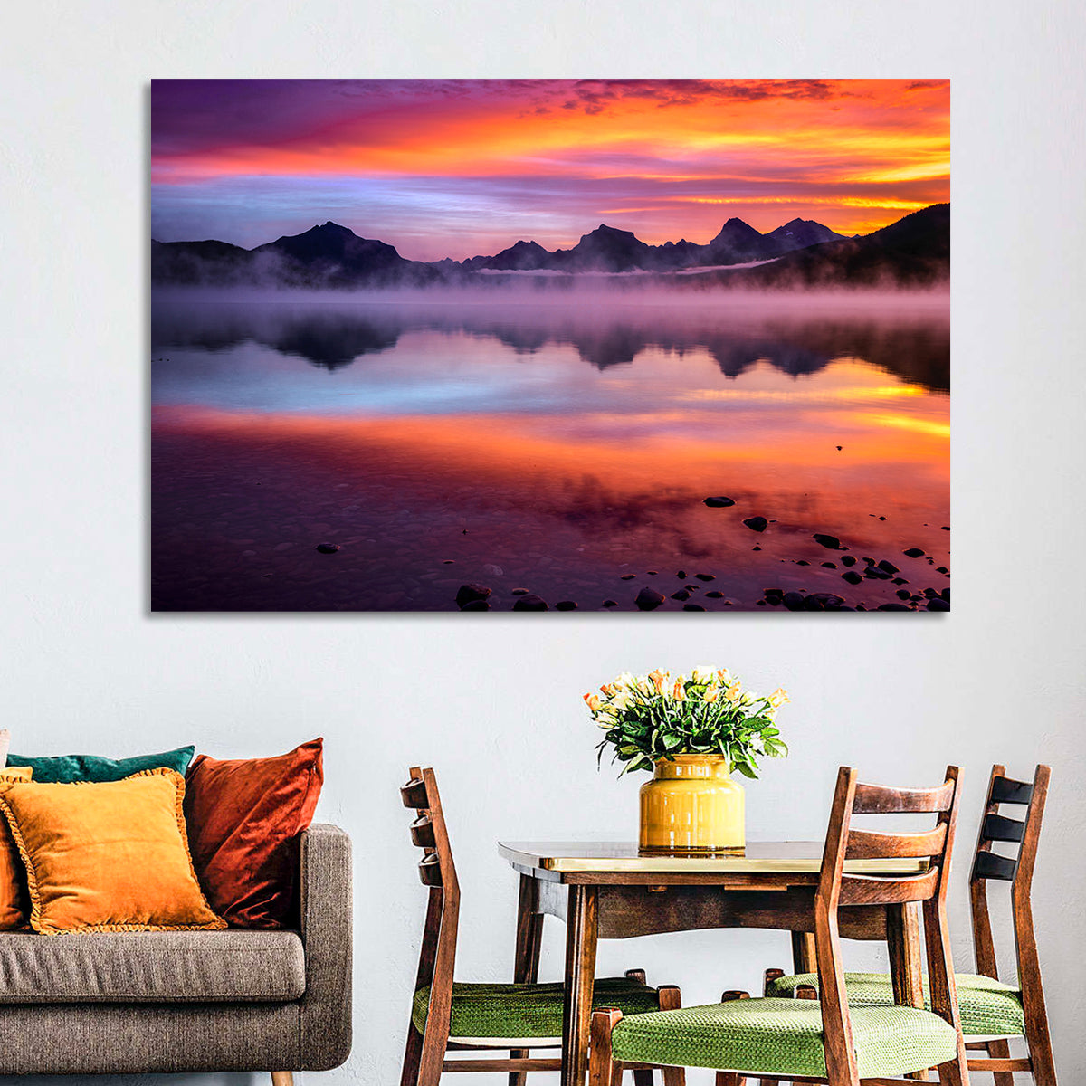 Lake Mcdonald Misty Sunset Wall Art
