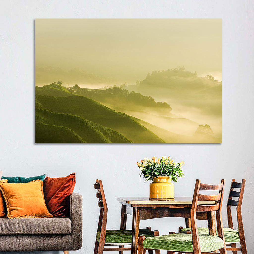 Tea Plantation Morning Mist Wall Art
