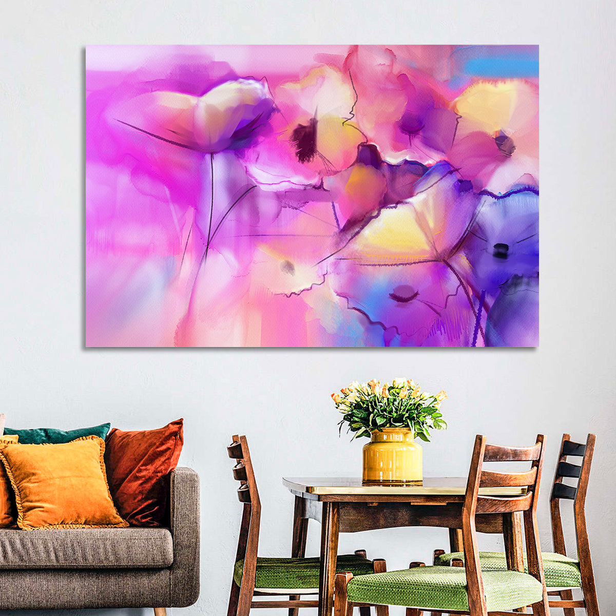 Abstract Tulip Garden Wall Art in a room, landscape