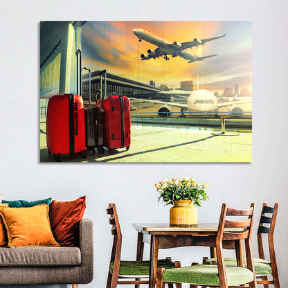 Suitcases at the Airport Window Wall Art