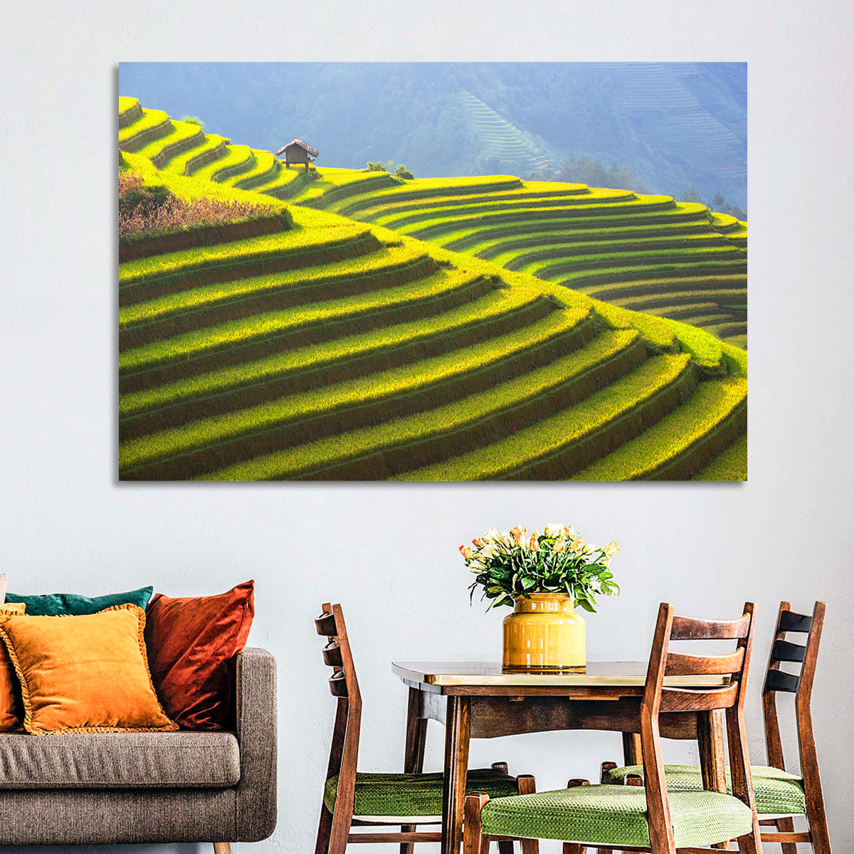 Mu Cang Chai Rice Terraces Wall Art in a room, landscape