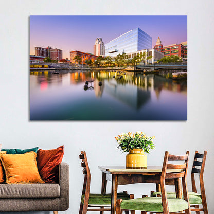 Providence River Skyline at Twilight Wall Art