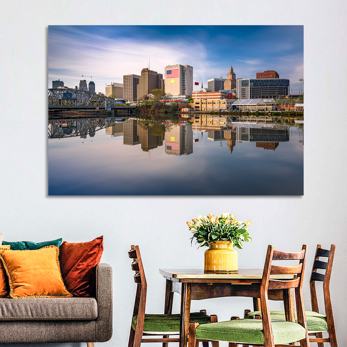 Newark Skyline Reflection Wall Art