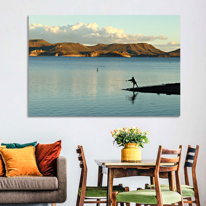 Lake Pleasant Fisherman Silhouette Wall Art