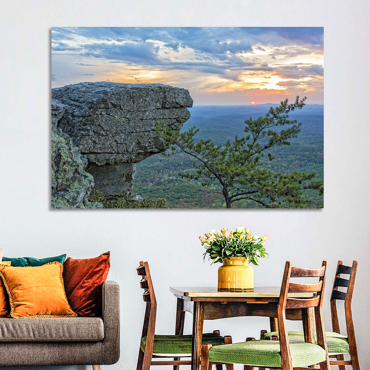 Bald Rock Sunset Over Cheaha State Park Wall Art in a room, landscape