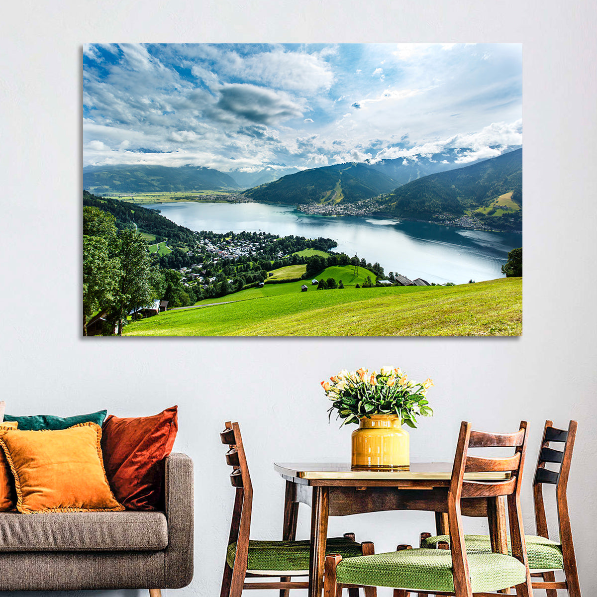 Zell Am See Panorama Wall Art in a room, landscape