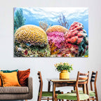 Vibrant Brain Coral Reef Wall Art