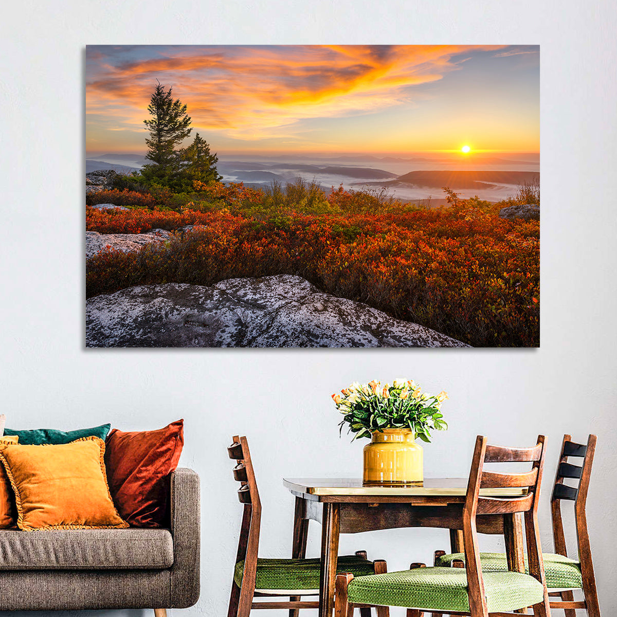 Sunrise Over Dolly Sods Wall Art in a room, landscape