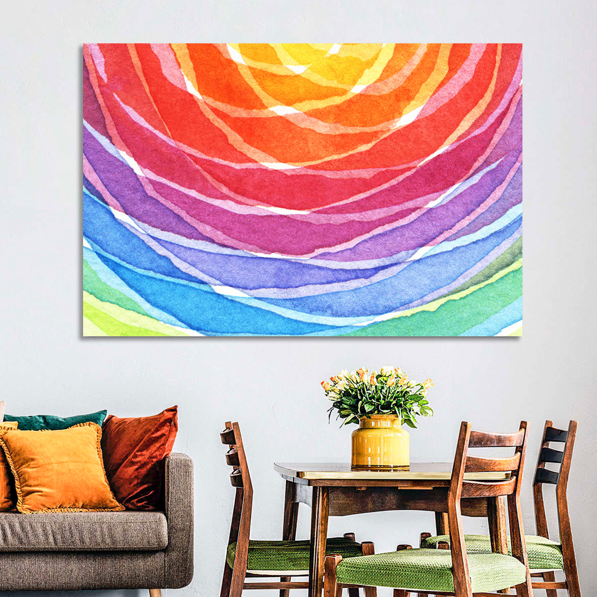 Watercolor Rainbow Abstract Wall Art