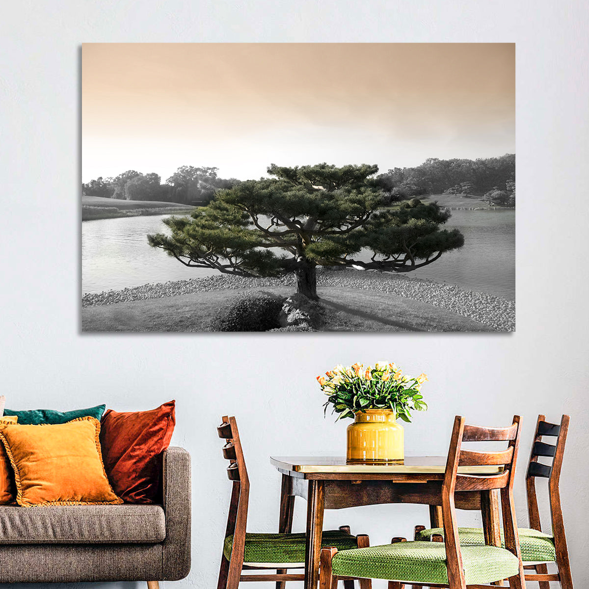 Bonsai Pine in Japanese Garden Wall Art