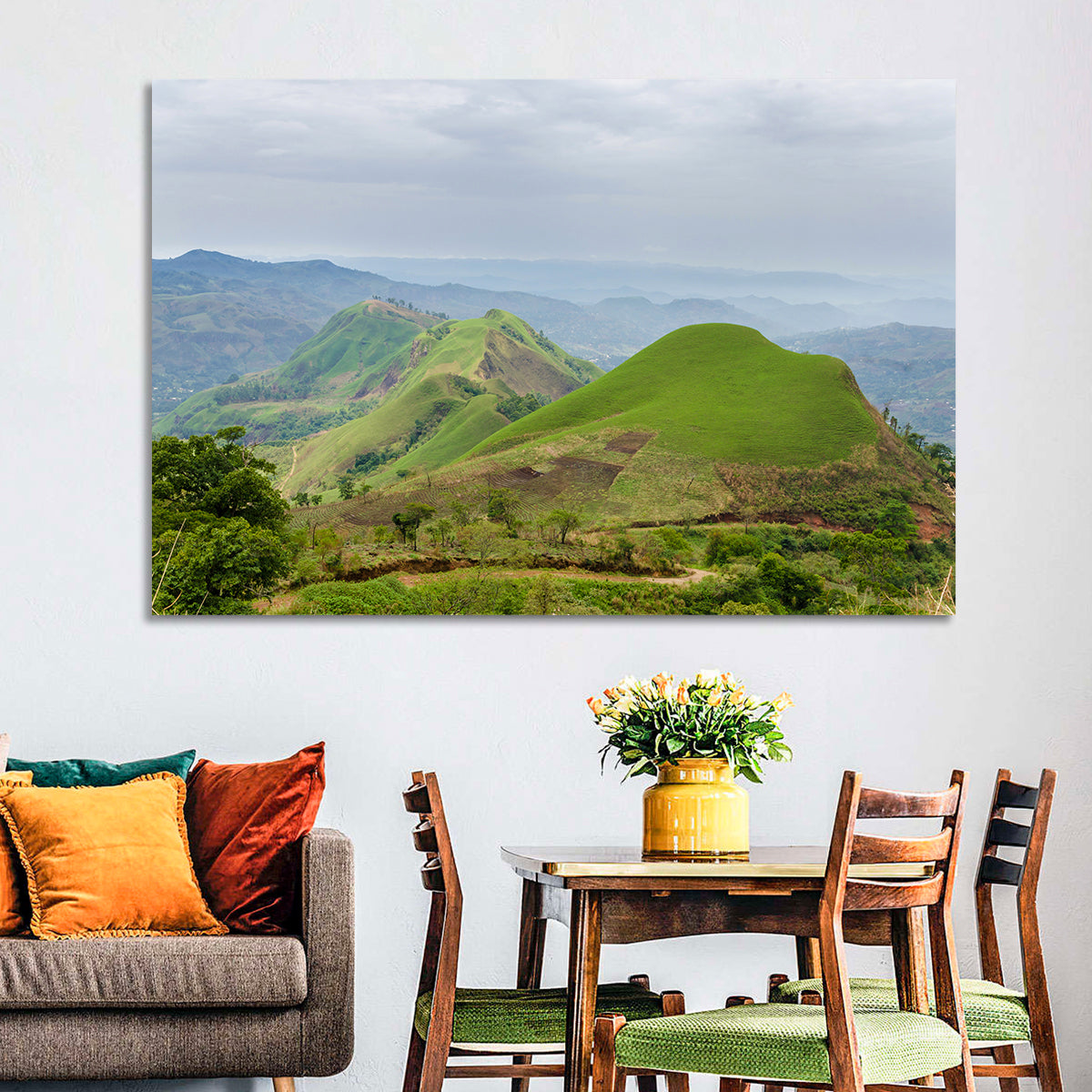 Rolling Summer Hills Wall Art in a room, landscape
