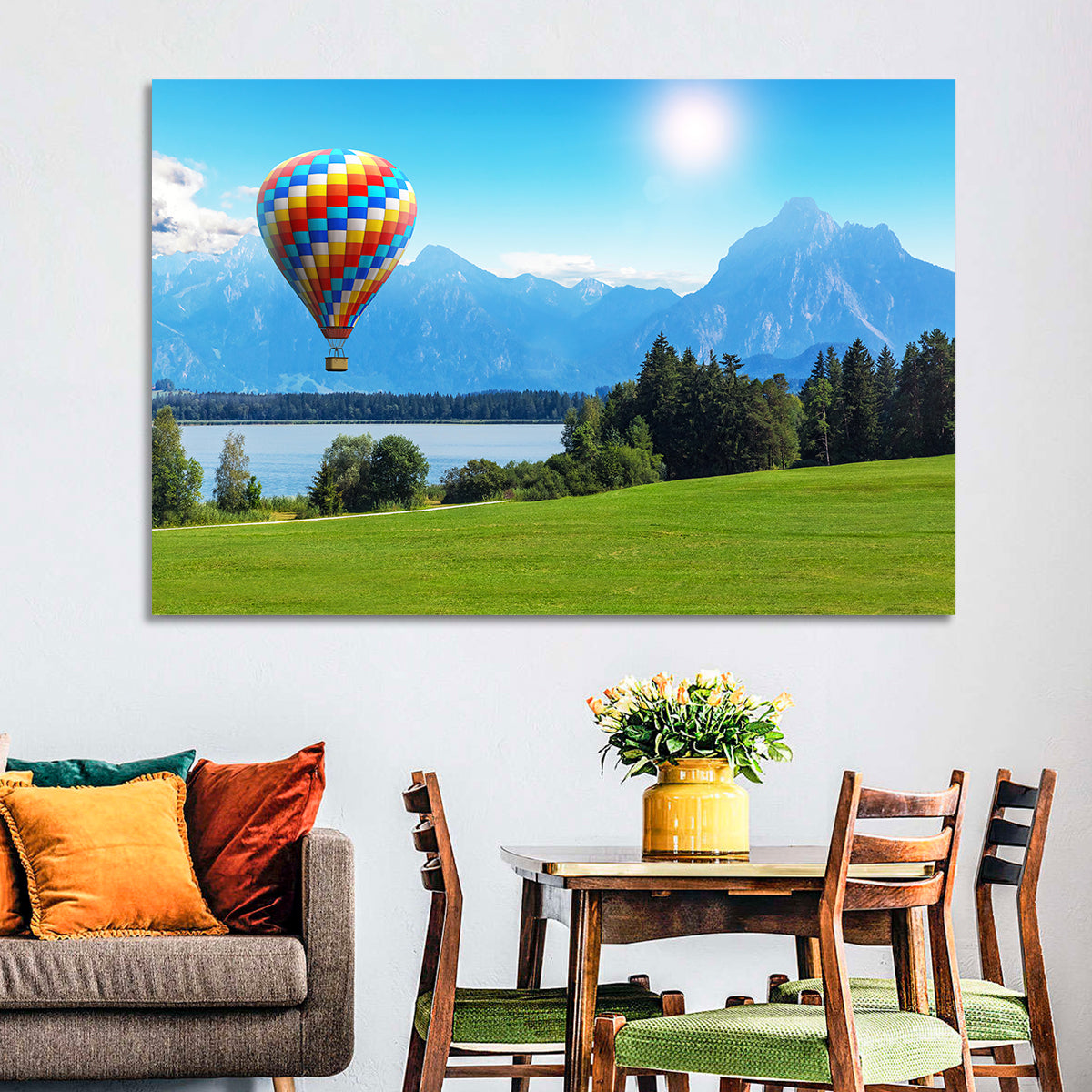 Bavarian Lake with Hot Air Balloon Wall Art