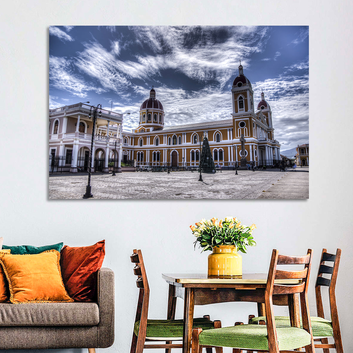 Cathedral of Granada Plaza Wall Art in a room, landscape