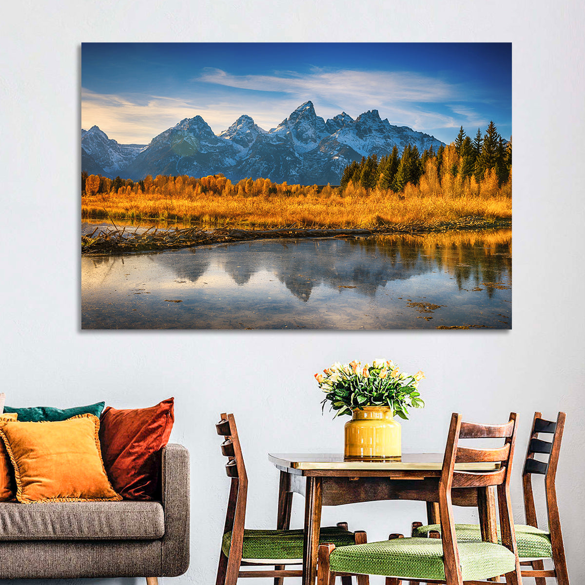 Grand Tetons Golden Reflection Wall Art