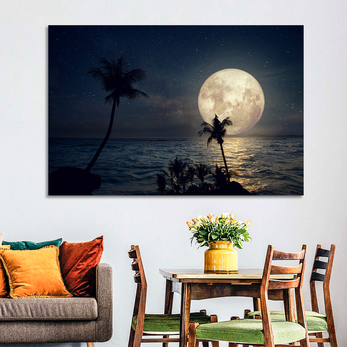 Supermoon Over Tropical Beach Wall Art