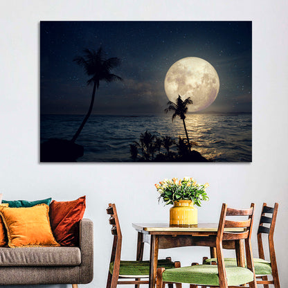 Supermoon Over Tropical Beach Wall Art