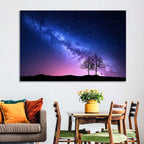 Milky Way Nebula Sky with Silhouetted Trees Wall Art
