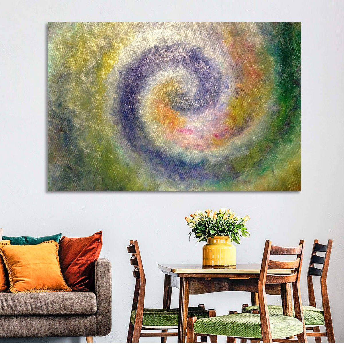 Spiral Golden Ratio Wall Art in a room, landscape