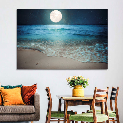 Full Moon Over Beach Wall Art