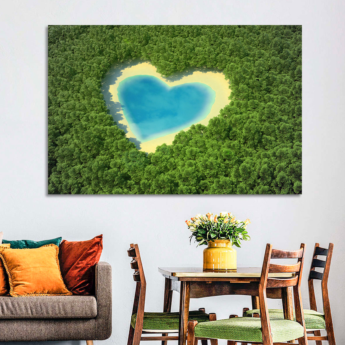 Heart-shaped Pond Aerial View Wall Art