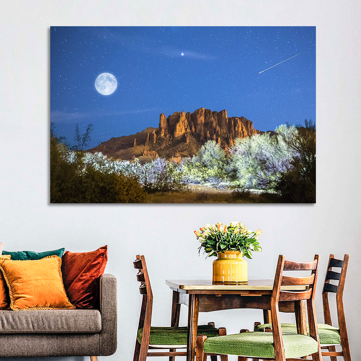 Moonlit Superstition Mountains Arizona Wall Art