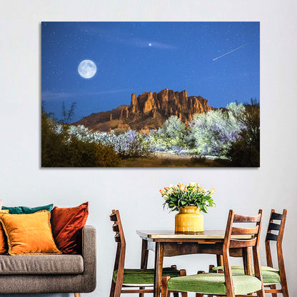 Moonlit Superstition Mountains Arizona Wall Art