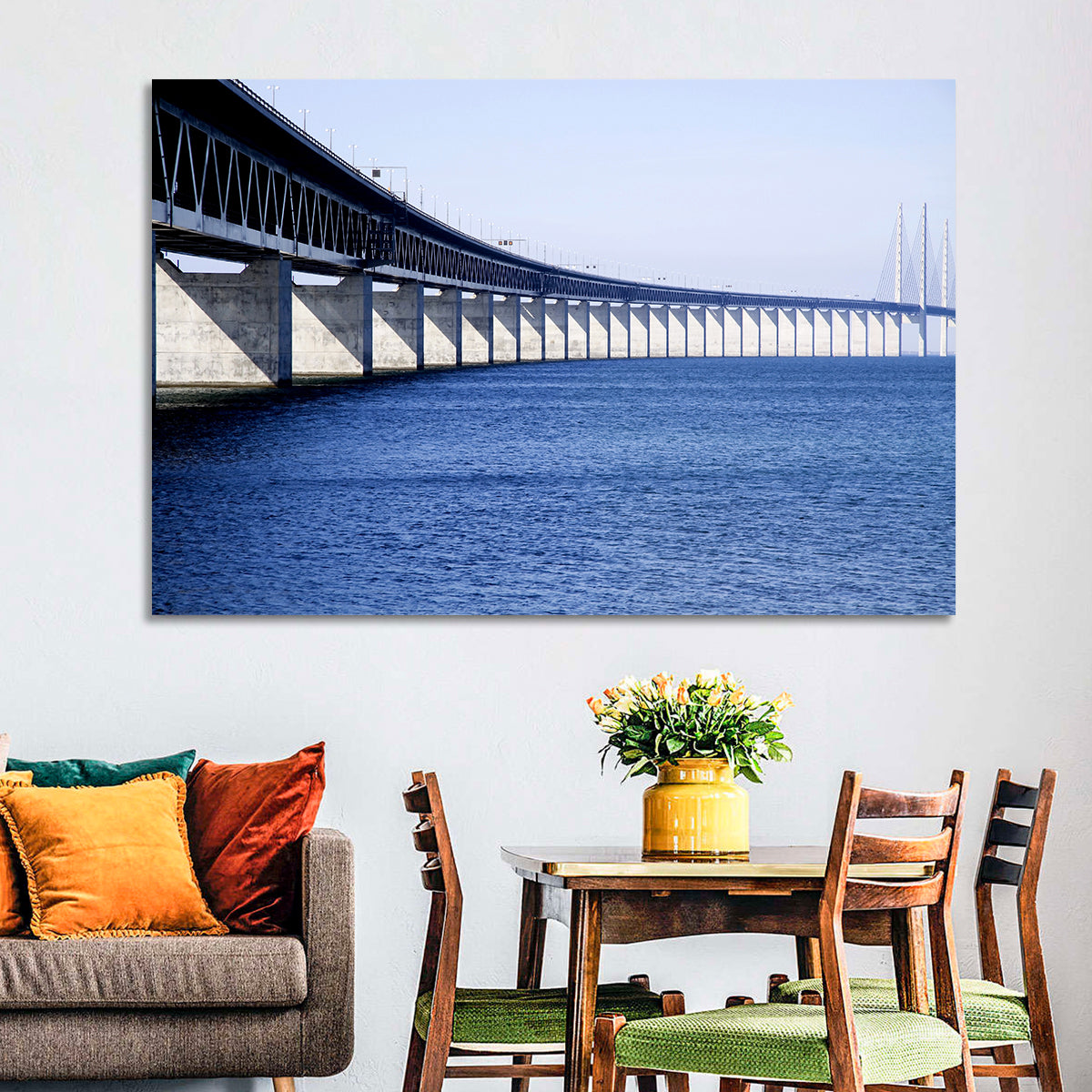 Oresund Bridge Perspective Wall Art in a room, landscape