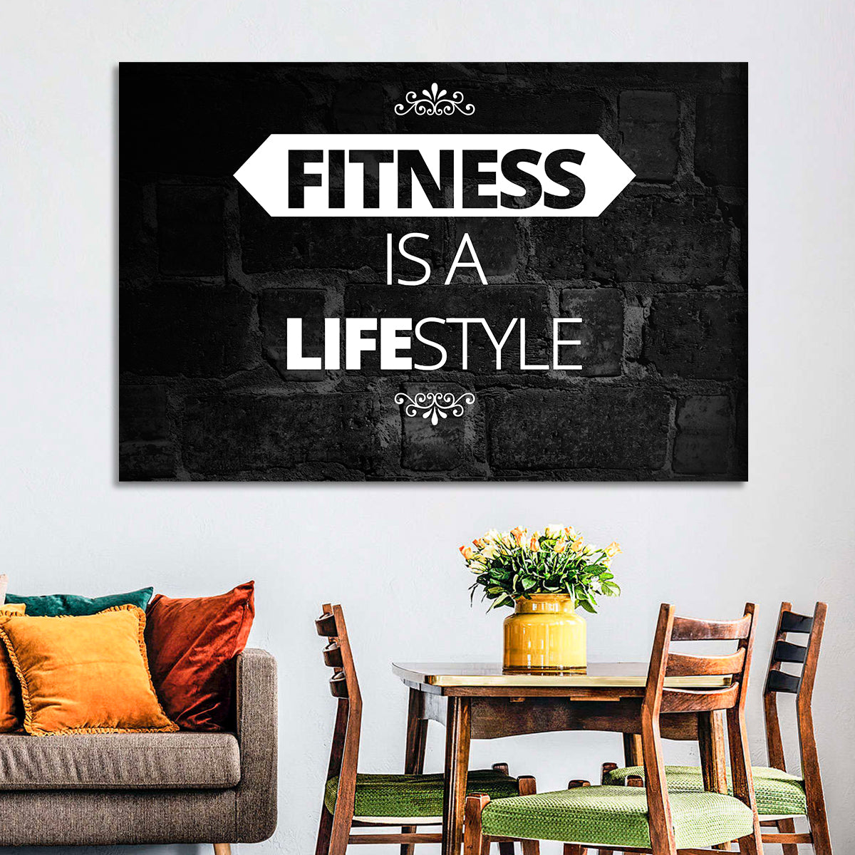 Fitness Is a Lifestyle Brick Quote Wall Art