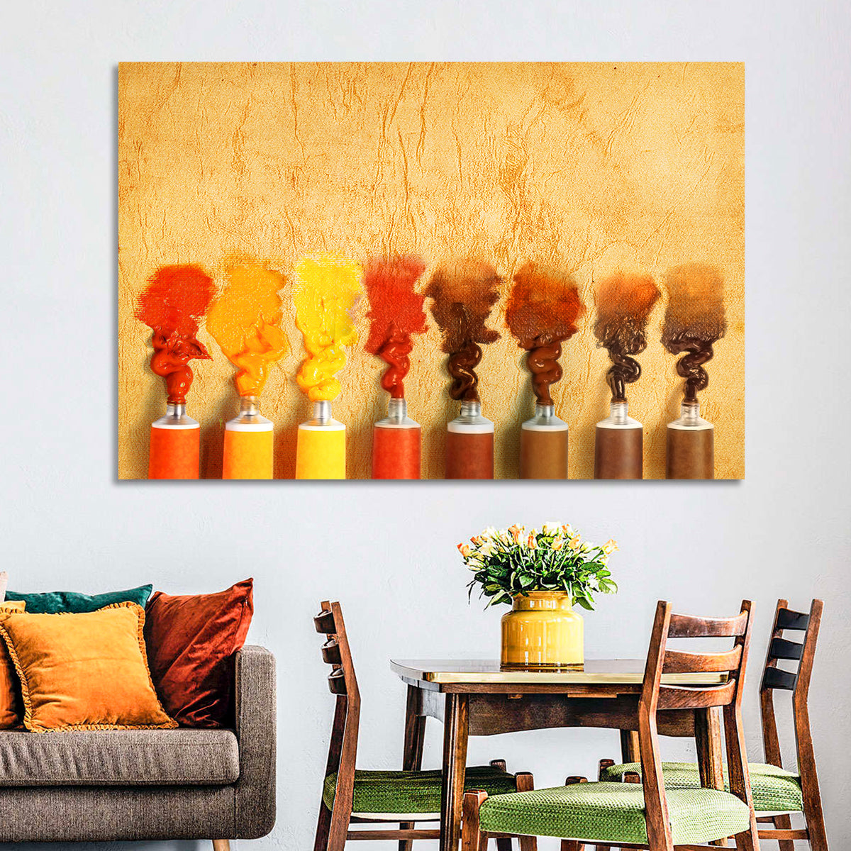 Impasto Paint Tubes Wall Art in a room, landscape