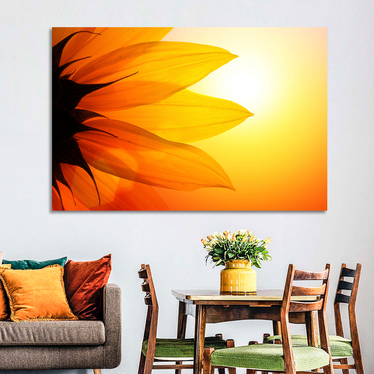 Backlit Sunflower Petals Wall Art