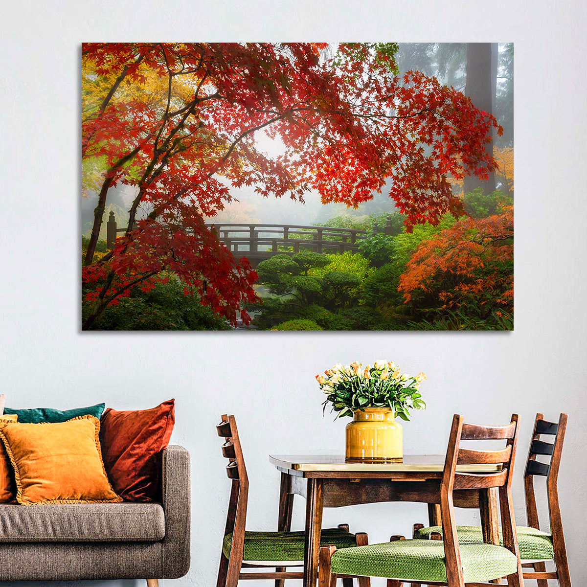 Portland Moon Bridge in Autumn Mist Wall Art