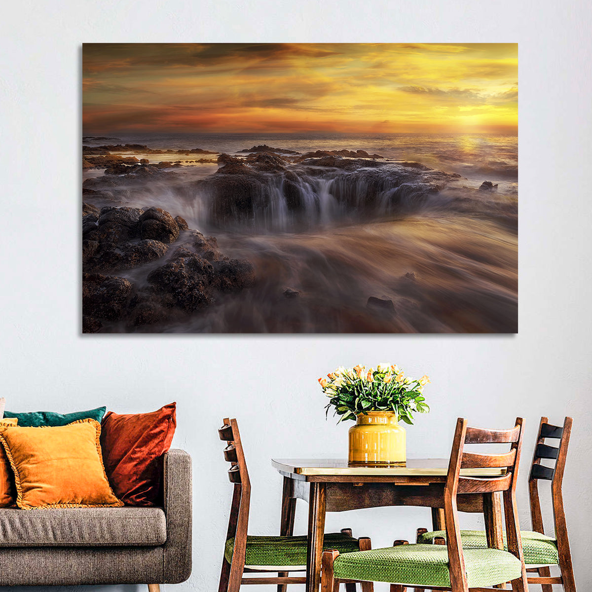Thors Well at Cooks Chasm Sunset Wall Art in a room, landscape
