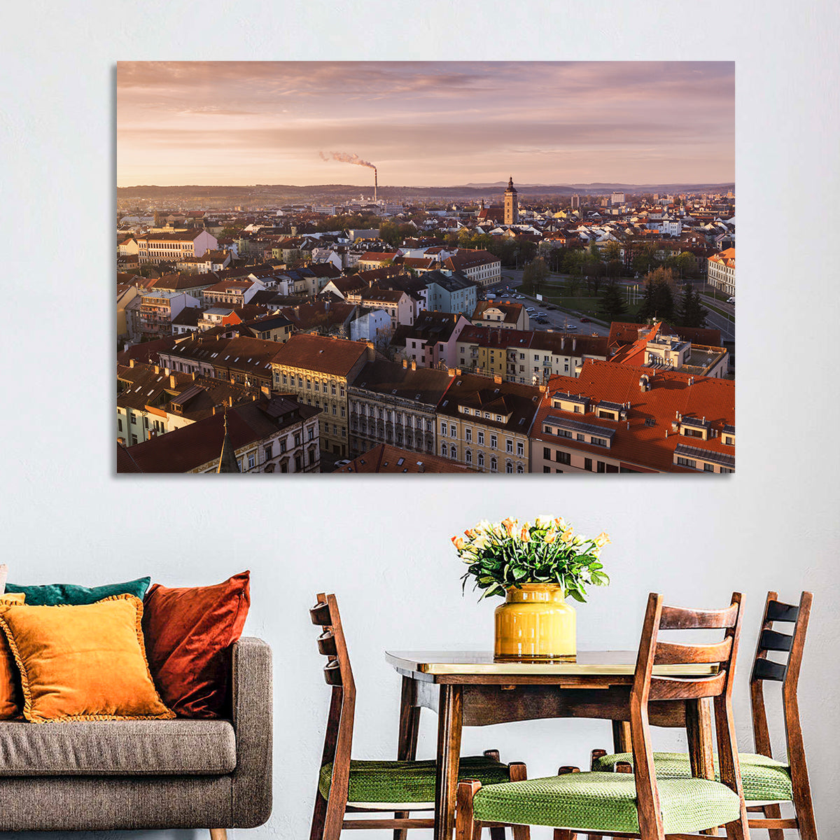 Red Tiled Rooftops at Golden Hour Wall Art