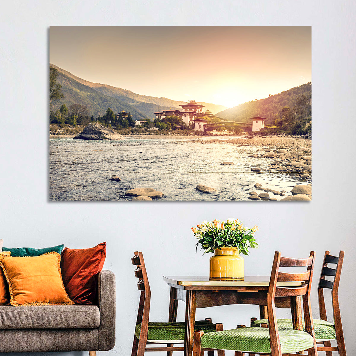 Punakha Dzong at Golden Hour Wall Art