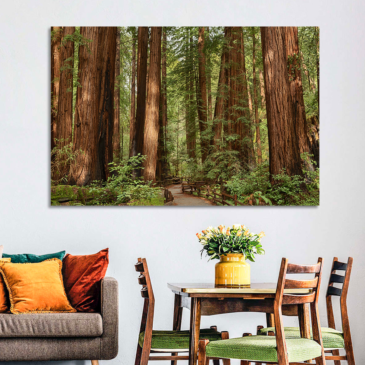 Muir Woods Redwood Trail Wall Art in a room, landscape