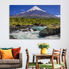Osorno Volcano Over Petrohue Rapids Wall Art
