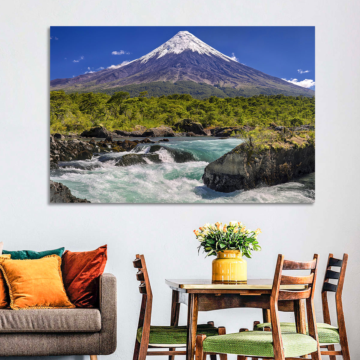 Osorno Volcano Over Petrohue Rapids Wall Art