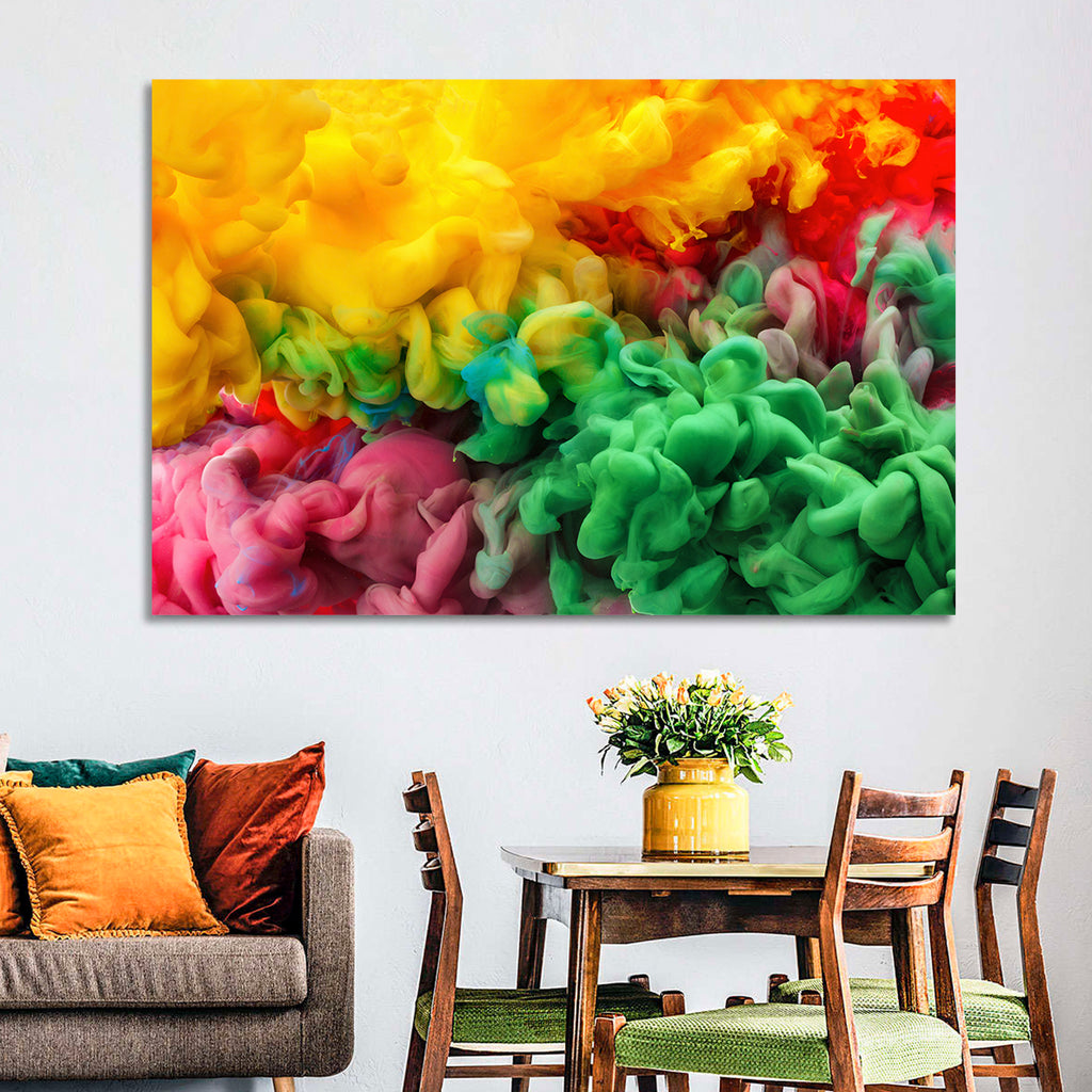 Vibrant Underwater Ink Cloud Abstract Wall Art