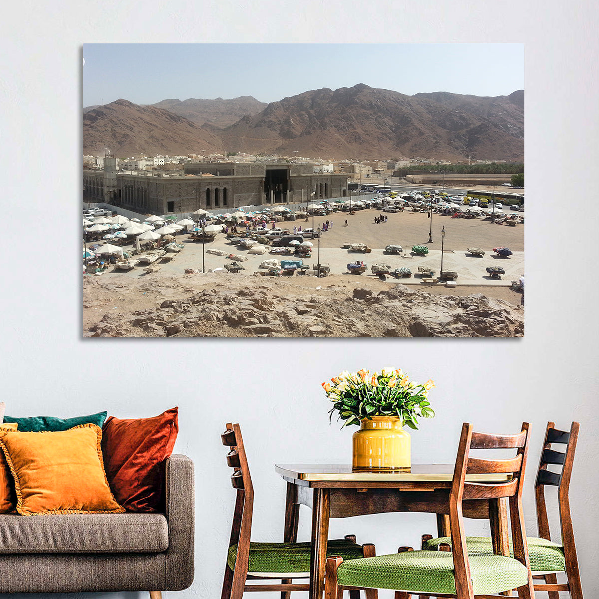 Mount Uhud Medina View Wall Art in a room, landscape