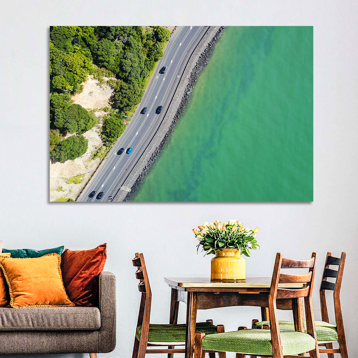 Auckland Coastal Highway Aerial View Wall Art