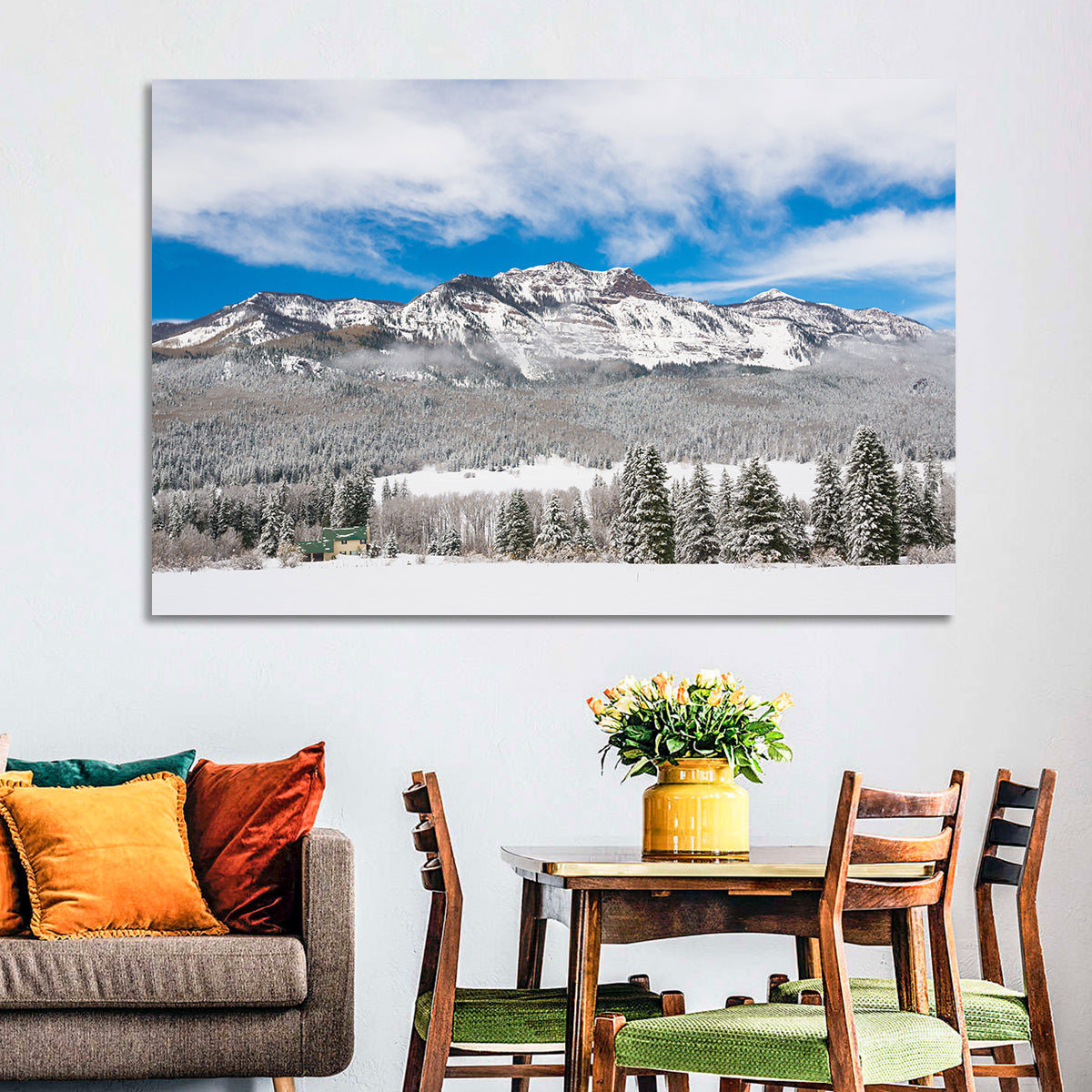 Colorado Snowy Mountain Cabin Wall Art