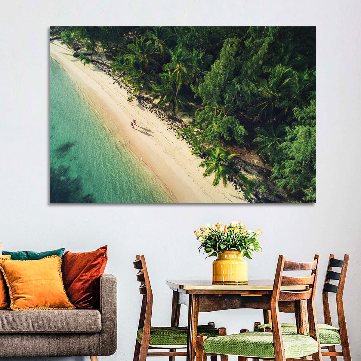 Dominica Beach Aerial, Late Afternoon Wall Art in a room, landscape