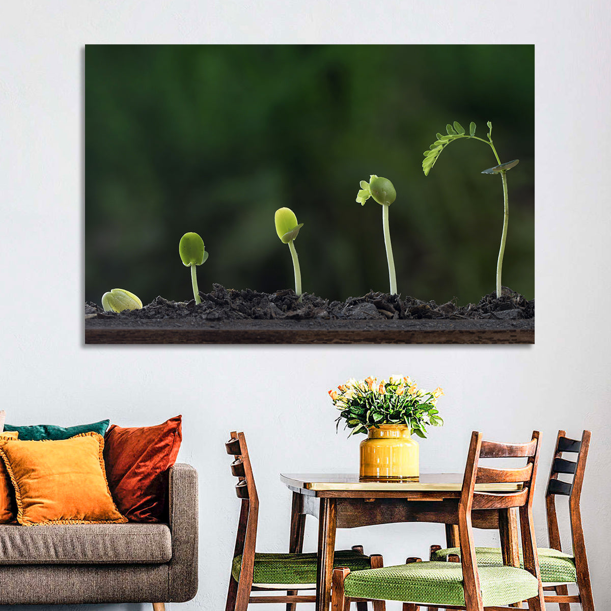 Five-stage Plant Growth Wall Art in a room, landscape