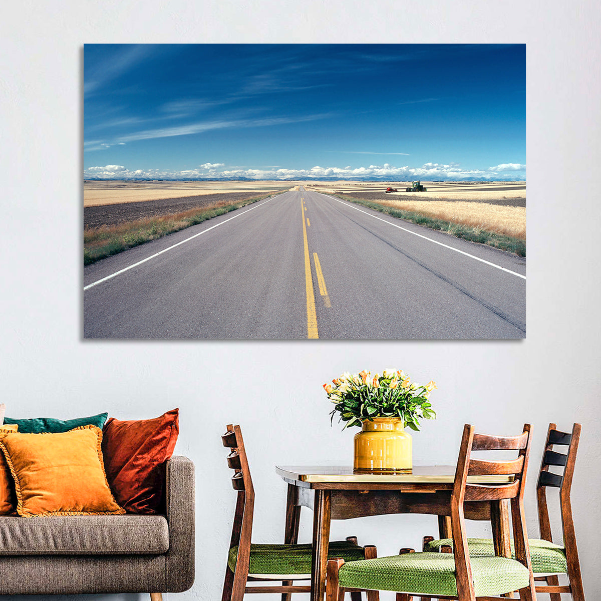 Infinite Road, Montana Wall Art in a room, landscape